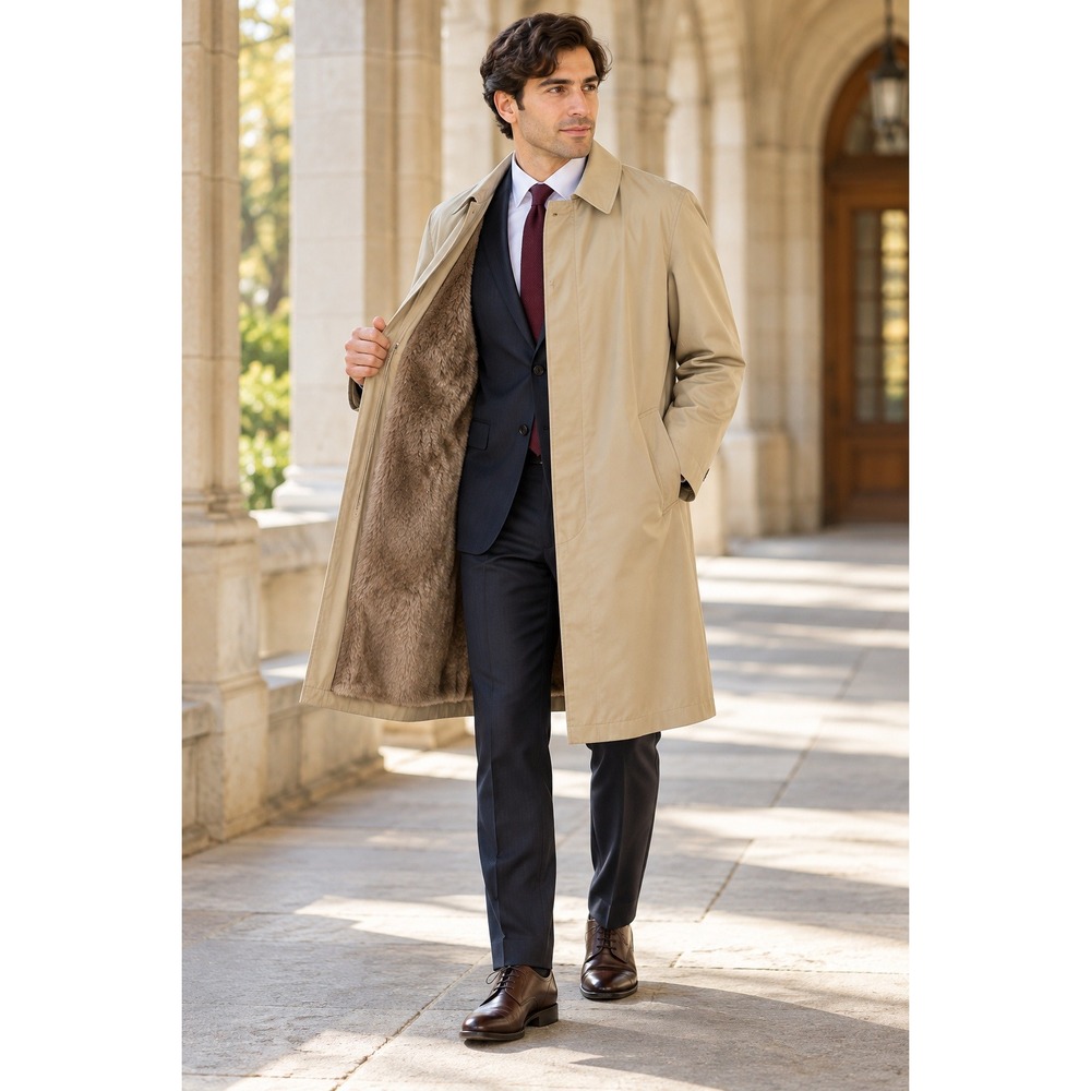 Academia Professional Botany Weathertopper Tan Trench FauxFur Classic 42R Coat